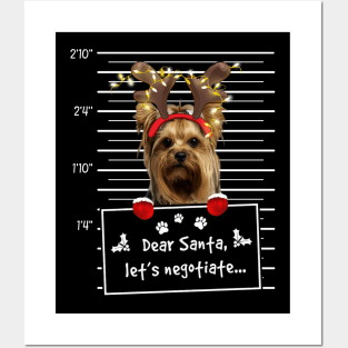 Yorkshire Terrier Dear Santa Let's Negotiate Christmas Posters and Art